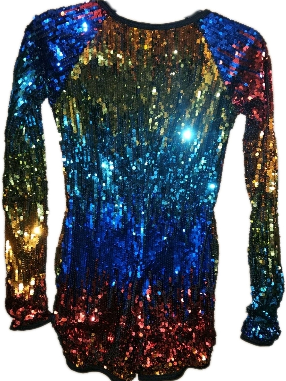 Weissman Rainbow Ombré Sequin Dance Biketard Costume LC